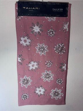 Tahari Home Table Runner 14" X 60" Snowflake Design